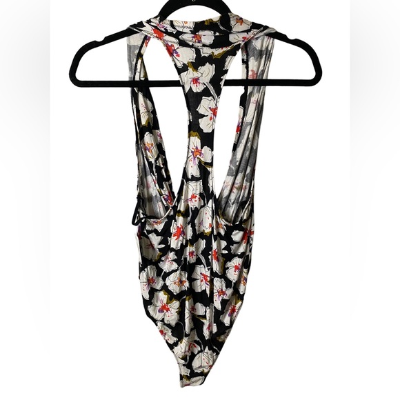 Free People | NWT Small Black Floral Sure Please Bodysuit - Picture 5 of 7